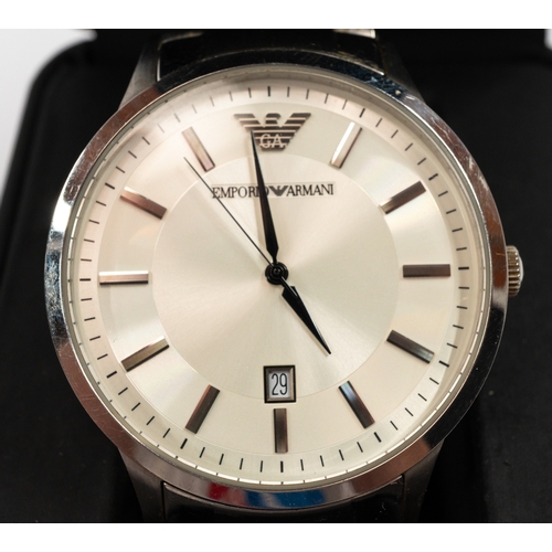 Watches: an Emporio Armani wristwatch with light brown dial, the rear ...