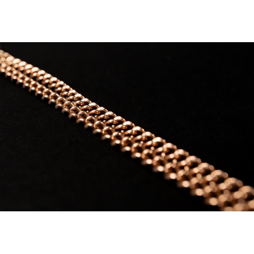 417 - Jewellery: Jewellery: 9ct gold double row of curb links in the form of a bracelet with a box snap, w... 