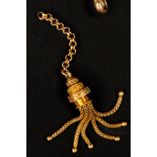 427 - Jewellery: Jewellery: 15ct gold Albertina chain with slider, T bar and detached tassel, length 40cm,... 