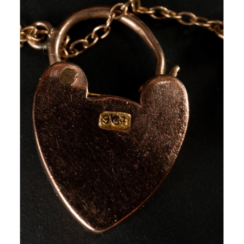 432 - Jewellery: Jewellery: 9ct gold curb link bracelet with padlock fastener, width 6mm, length 18cm, wit... 