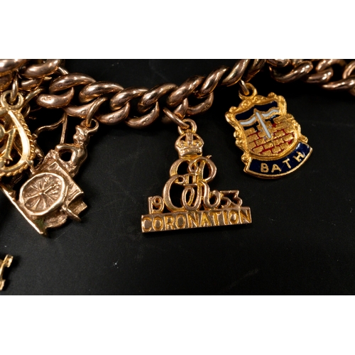 432 - Jewellery: Jewellery: 9ct gold curb link bracelet with padlock fastener, width 6mm, length 18cm, wit... 