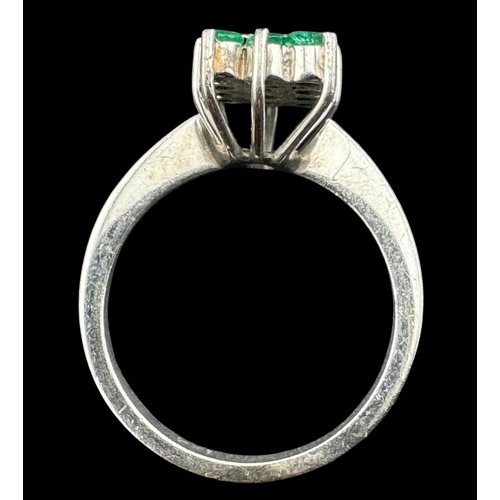 463 - Jewellery: Jewellery: 18ct white gold rectangular cluster ring set with twelve circular cut emeralds... 