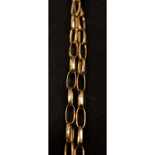 506 - Jewellery: Jewellery: 9ct gold oval belcher link chain, length 100cm, 7.6g.