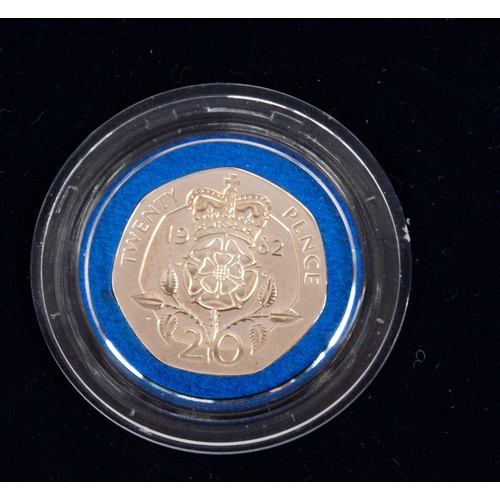 Coins: Coins: Silver proof coins, 1982 Piedfort 20p coin, 2020 ...
