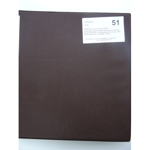 51 - Large brown album of blocks and sheets from Russia but also Romania, Czechoslovakia and Hungary, som... 