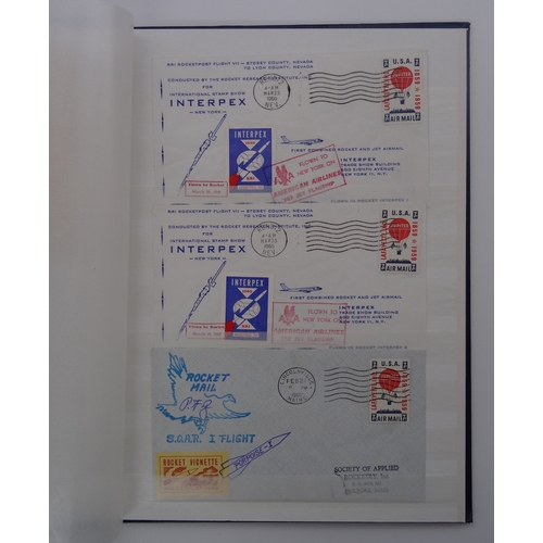 79 - World collection of Rocket Mail in stock book including signed covers, scarce Vignettes and mini she... 