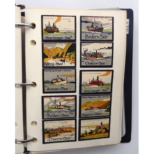 104 - Black binder with a collection of old advertising/poster vignette stamps from Europe including Biele... 