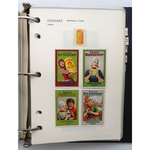 104 - Black binder with a collection of old advertising/poster vignette stamps from Europe including Biele... 