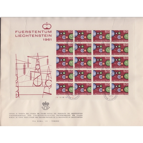 57 - A selection of duplicated mini sheets on covers including Italy 1992 Columbus and Liechtenstein 1961... 