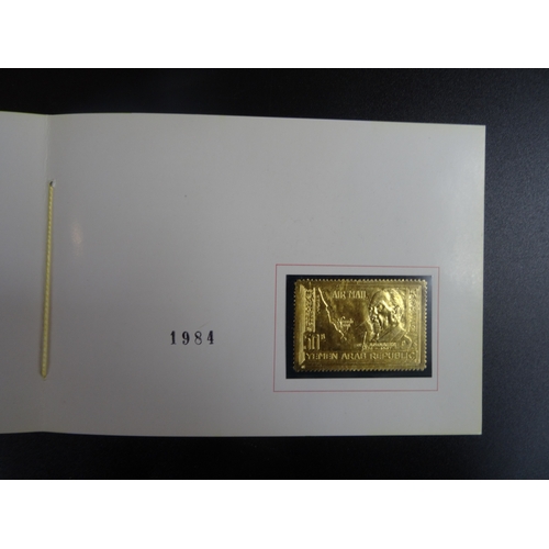 852 - 1967 scarce gold stamp in presentation folder weighing 6 grams in good condition