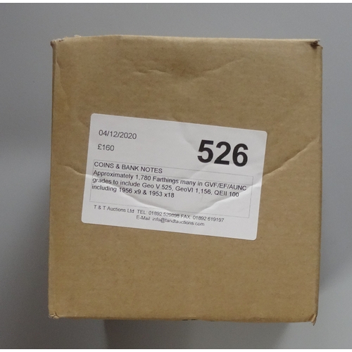 71 - Approximately 1,780 Farthings many in GVF/EF/AUNC grades to include Geo V 525, GeoVI 1,156, QEII 100... 