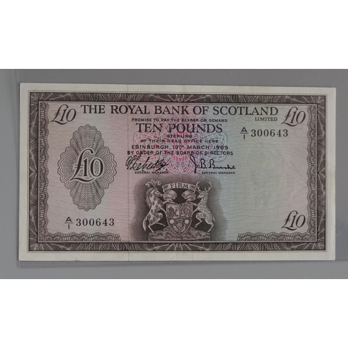 70 - UK 1969 Royal Bank of Scotland £10 banknote in good condition*