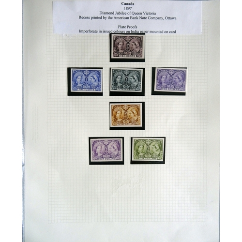 100 - 1897 Jubilee Plate Proofs imperf on India paper in issued colours mounted on card with ½c, 1c, 2c, 3... 