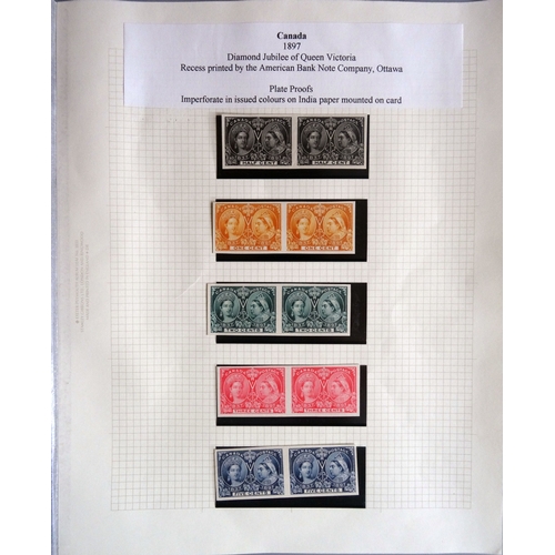 100 - 1897 Jubilee Plate Proofs imperf on India paper in issued colours mounted on card with ½c, 1c, 2c, 3... 