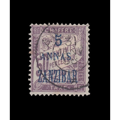 131 - Zanzibar 1897 ½a on 5c, 1a on 10c and 5a on 50c Postage Dues SGD39, 40 & 43 fine used*