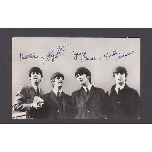 167 - A Beatles postcard which has been signed on the reverse by Mimi Smith (John Lennon’s Aunt), Louise a... 