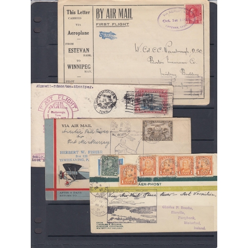 178 - A collection of 45 Canadian Air mail covers including some written up on pages from 1924 to 1950, in... 