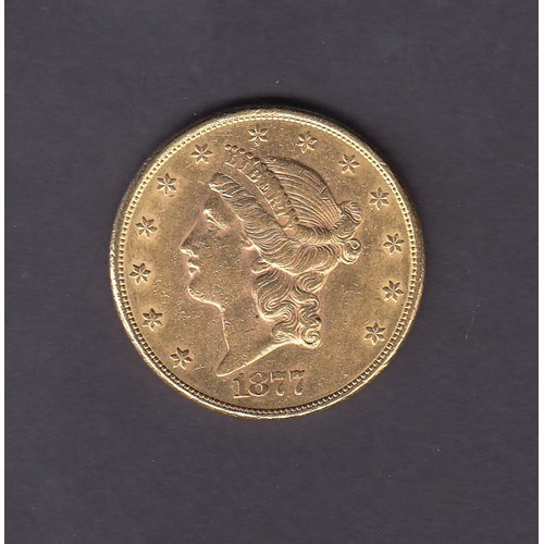 4 - USA 1877 gold $20 coin, in good condition