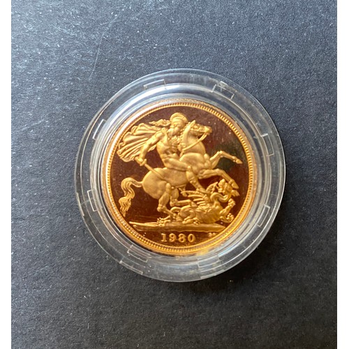 35 - UK 1980 gold proof full Sovereign, boxed with CoA