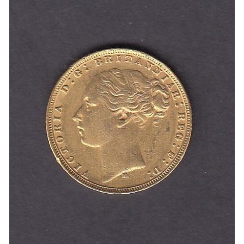 76 - UK 1875 gold full Sovereign, Melbourne mint mark, in good condition