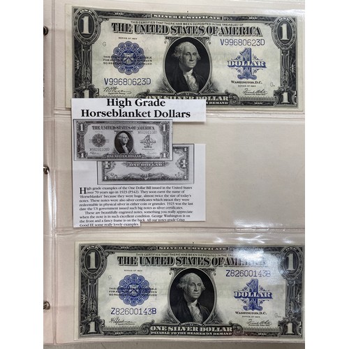 23 - A small collection of 1990s Cuban banknotes to 20 Peso and x2 USA 1923 $1 Silver Certificate banknot... 