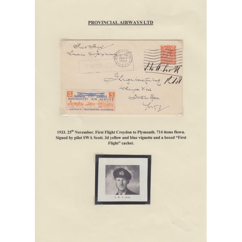 315 - A collection on British Inland Commercial Air Mails from the 1930s on album pages, including GWR, In... 
