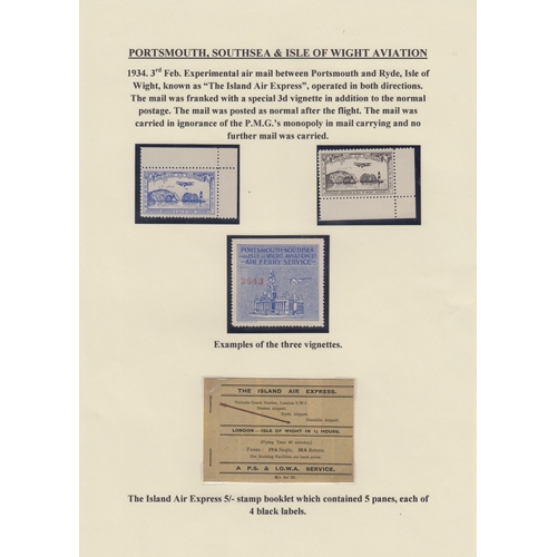 315 - A collection on British Inland Commercial Air Mails from the 1930s on album pages, including GWR, In... 
