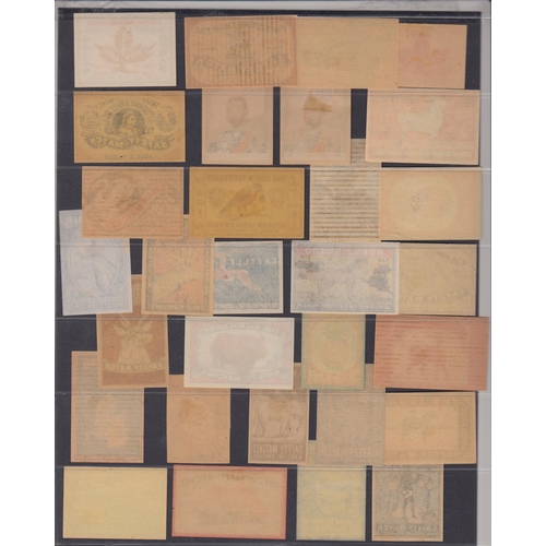 323 - An album page of illustrated matchbox labels, various companies including Redleaf, Wimco and Durban