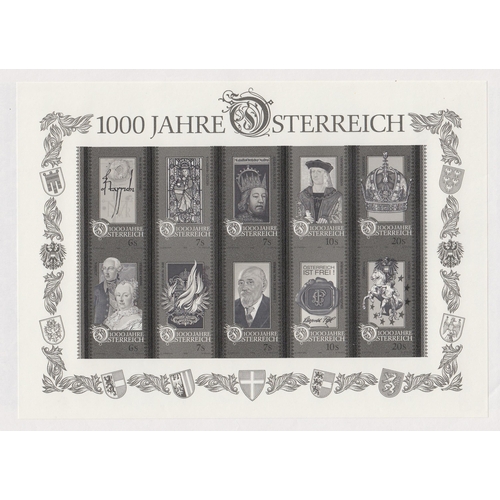 347 - 1996 1000th Anniversary sheet used and black stamp sheet, in presentation folder