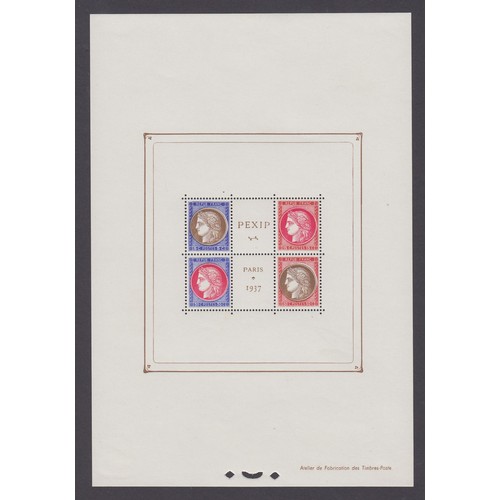396 - 1937 Ceres Paris PEXIP mini sheet, lightly mounted in corners, MiBl3, SG MS58, Cat €800