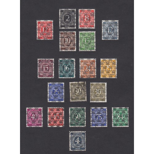 411 - WWII British and American Zone, second issue currency reform part sets fine used, both overprint typ... 