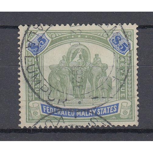 730 - Federated Malaya - $5 script CA good used