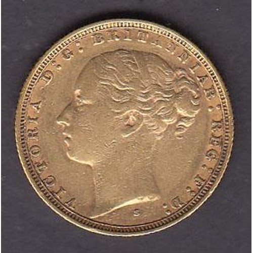 8 - UK 1885 gold full Sovereign, Sidney mint mark, in good condition