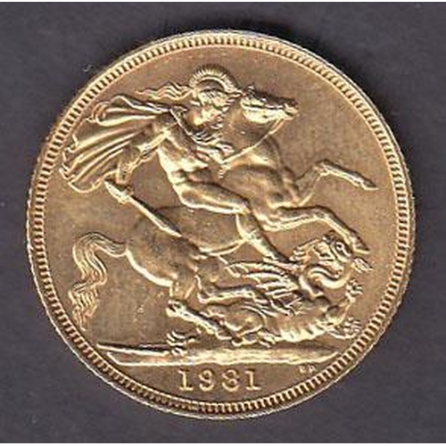 31 - UK 1981 gold full Sovereign, in good condition