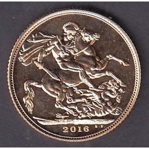 36 - UK 2016 gold full Sovereign, in good condition