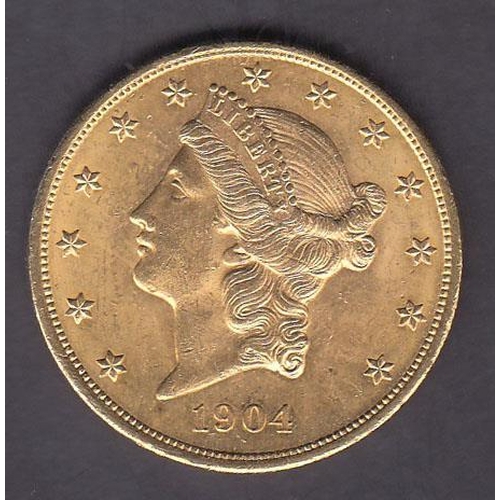 37 - USA 1904 $20 gold coin, in good condition, weight 0.9675oz