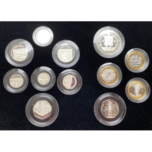 39 - UK 2009 Silver Proof Coin set (comprising 12 coins), including Kew gardens 50p, boxed with CoA