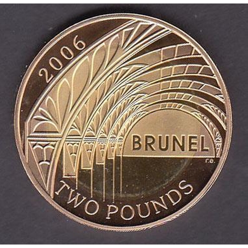 50 - UK 2006 Brunel gold proof £2 coin (x2), boxed with CoA