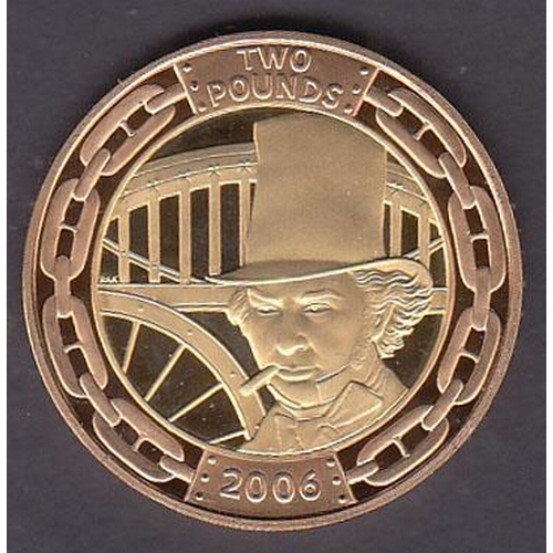 50 - UK 2006 Brunel gold proof £2 coin (x2), boxed with CoA