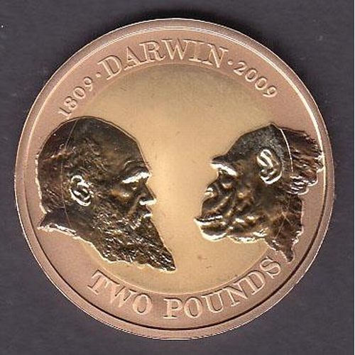 54 - UK 2009 Charles Darwin gold proof £2 coin, boxed with CoA