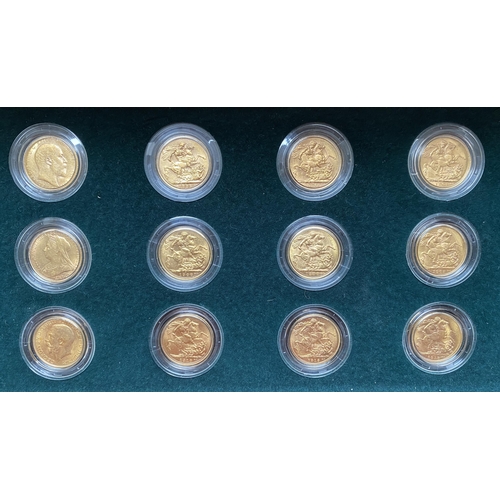 62 - The Sovereign Three Monarchs Mint Mark Set, produced by The Royal Mint, including 12 full gold Sover... 