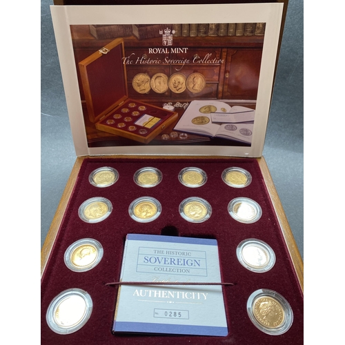 63 - The Historic Sovereign Collection, produced by The Royal Mint, including 12 full gold Sovereigns fro... 