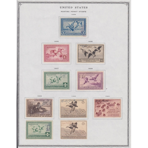 909 - 11934/2014 Hunting Permit Duck stamps complete used (with signatures) on printed leaves with a Scott... 