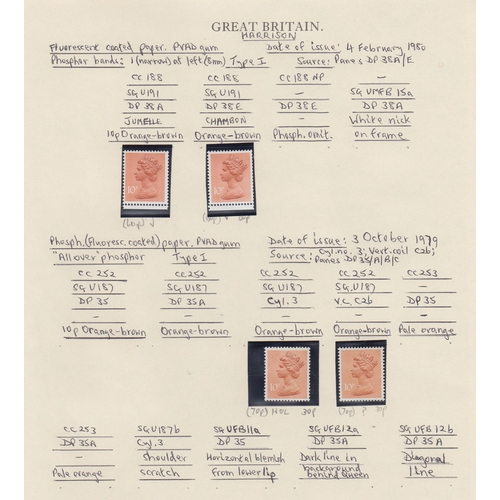 171 - An u/m GB QEII 1971-99 Machin Box of album pages (100s) from different specialised collections - Hea... 