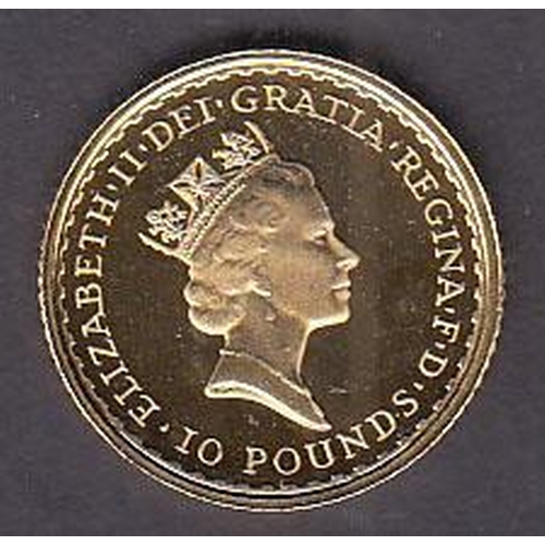 81 - UK 1995 Britannia gold proof £10 coin, boxed with CoA