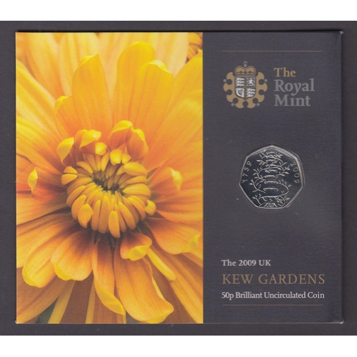 84 - UK 2009 Kew Gardens 50p Brilliant Uncirculated Coin, in R.M. presentation folder