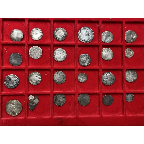 92 - A collection of UK hammered coins in two trays, from Alexander III to Charles, condition very mixed ... 