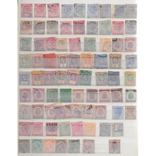 841 - A used accumulation of around 1000 stamps in stock book, some QV to KGV (with some useful pickings) ... 