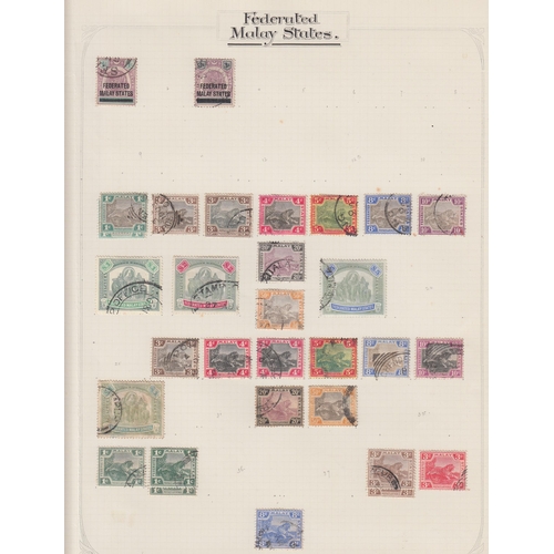 842 - Malaysia used range of the earlier issues on old printed leaves, Federation with ‘Tigers’ to 50c plu... 