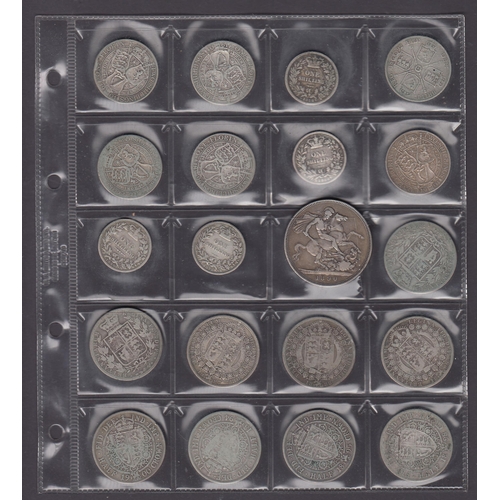 107 - A small accumulation of UK circulated coins, from QV onwards, including QV Half Crown x9 and 1890 5/... 